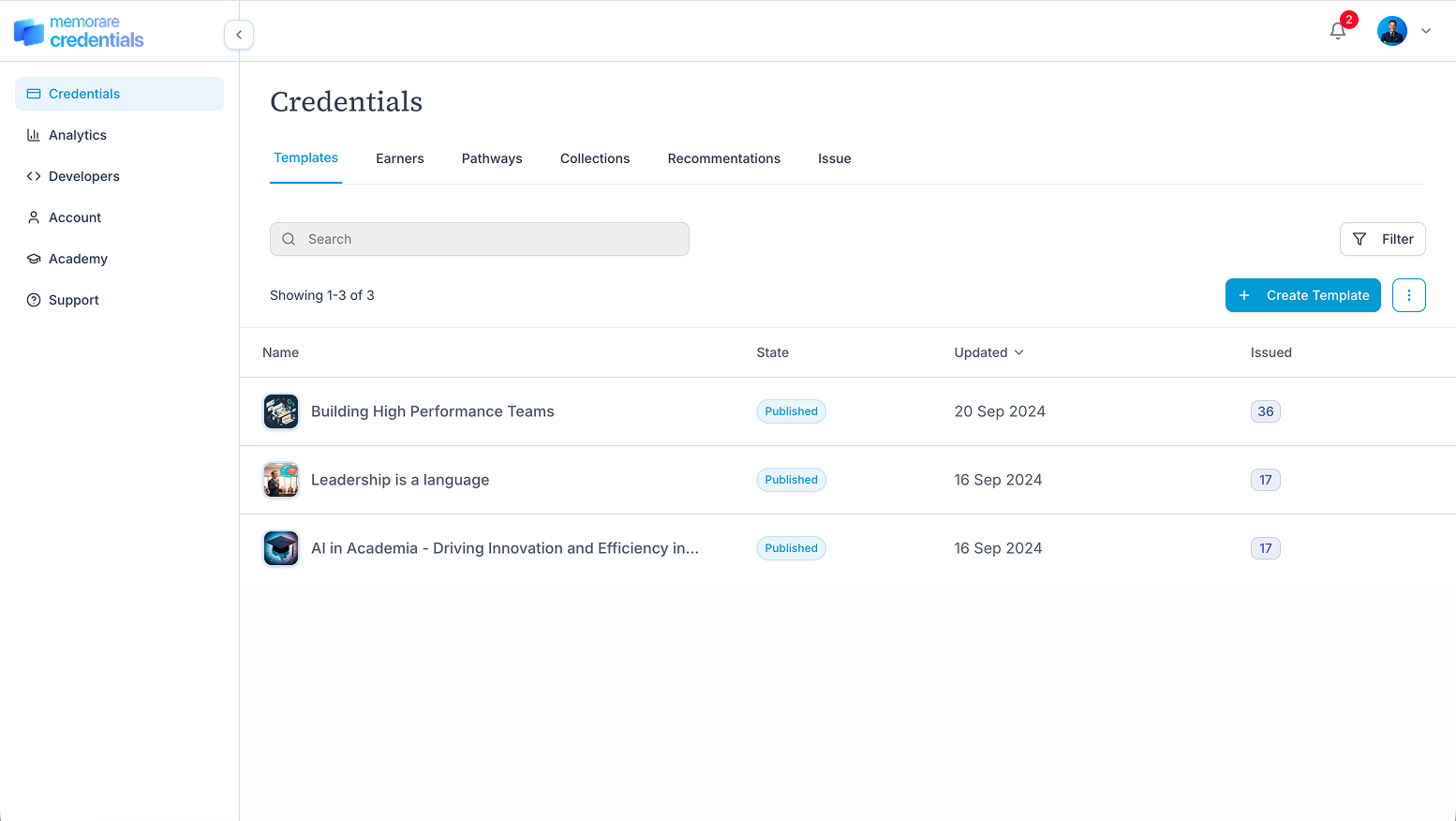 memorare Credentials in action